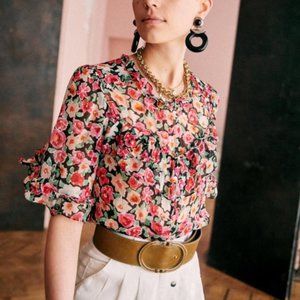 Sezane Fleurine Blouse Size US 4 Fr 36